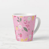 Roze aardbei en bloem latte mok (Rechterhoek)