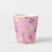 Roze aardbei en bloem latte mok (Voorkant)