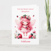 Roze Aardbei Fairy Berry Verjaardag Dochter Kaart (Voorkant)