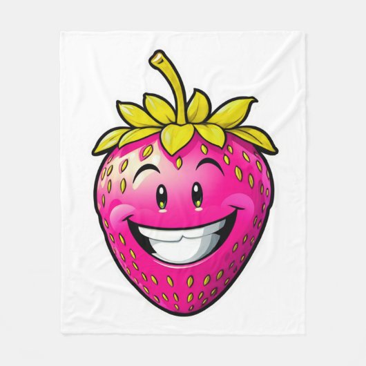 Roze aardbei fleece deken (Voorkant)