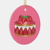 Roze aardbei Fraisier Cake French Pastry Chef Keramisch Ornament (Rechts)