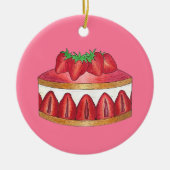 Roze aardbei Fraisier Cake French Pastry Chef Keramisch Ornament (Voorkant)