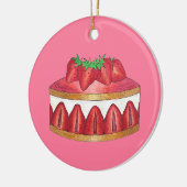 Roze aardbei Fraisier Cake French Pastry Chef Keramisch Ornament (Links)