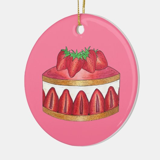 Roze aardbei Fraisier Cake French Pastry Chef Keramisch Ornament (Links)
