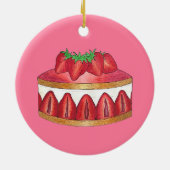 Roze aardbei Fraisier Cake French Pastry Chef Keramisch Ornament (Achterkant)