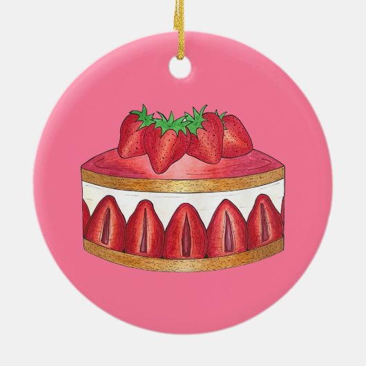 Roze aardbei Fraisier Cake French Pastry Chef Keramisch Ornament (Achterkant)