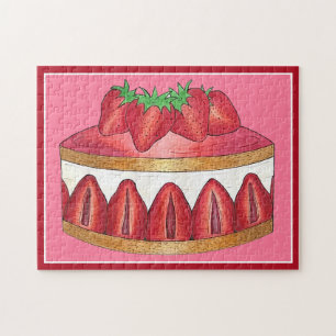 Roze aardbei Fraisier Cake French Pastry Chef Legpuzzel
