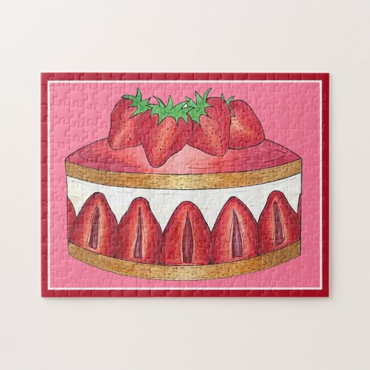 Roze aardbei Fraisier Cake French Pastry Chef Legpuzzel (Horizontaal)