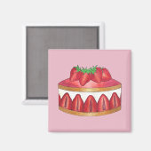 Roze aardbei Fraisier Cake French Pastry Chef Magneet (Voorkant / Achterkant)