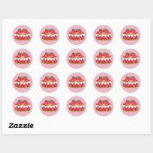 Roze aardbei Fraisier Cake French Pastry Chef Ronde Sticker (Vel)