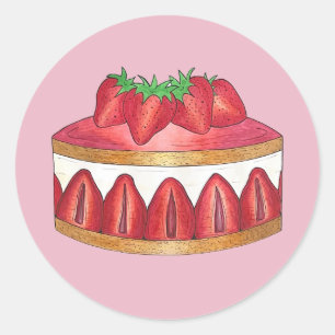 Roze aardbei Fraisier Cake French Pastry Chef Ronde Sticker