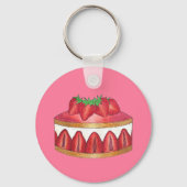 Roze aardbei Fraisier Cake French Pastry Chef Sleutelhanger (Voorkant)