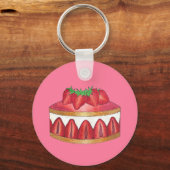 Roze aardbei Fraisier Cake French Pastry Chef Sleutelhanger (Voorkant)