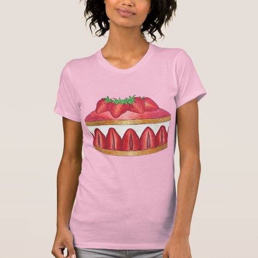 Roze aardbei Fraisier Cake French Pastry Chef T-shirt (Voorkant)