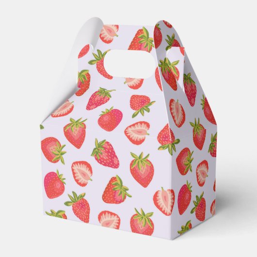 Roze Aardbei Fruit Patroon Bedankdoosjes (Voorkant Zijde)