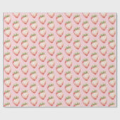Roze Aardbei Fruit Verjaardag Cadeaupapier (Vlak)