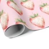 Roze Aardbei Fruit Verjaardag Cadeaupapier (Rol Hoek)