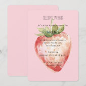 Roze Aardbei Fruit Verjaardag Kaart (Voorkant / Achterkant)