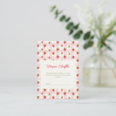 Roze Aardbei Gingham Luier Raffle Baby shower Informatiekaartje (Staand voorkant)