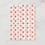Roze Aardbei Gingham Luier Raffle Baby shower Informatiekaartje (Achterkant)