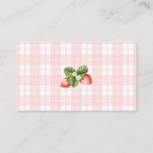 Roze Aardbei Gingham Visitekaartje  (Achterkant)