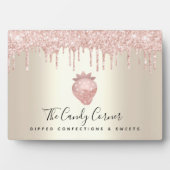 Roze aardbei Glitter Drift Gold Dessert Sweets Fotoplaat (voorkant)