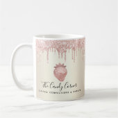 Roze Aardbei Glitter Drip Confectie Zoet Goud Koffiemok (Links)