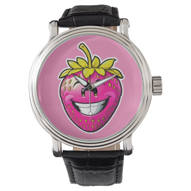 Roze aardbei horloge (Voorkant)