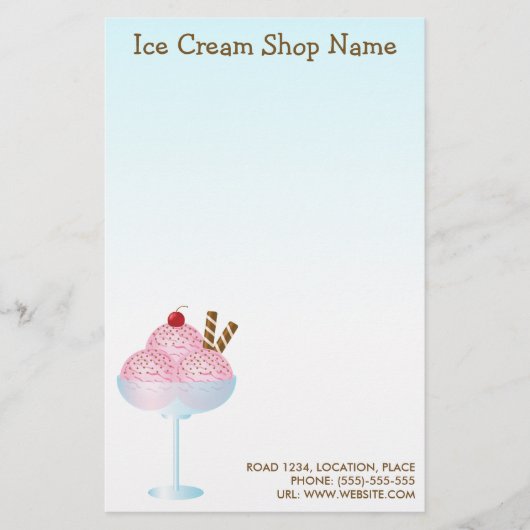 Roze aardbei Ice Cream Business Briefpapier (Voorkant)