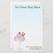 Roze aardbei Ice Cream Business Briefpapier (Voorkant / Achterkant)
