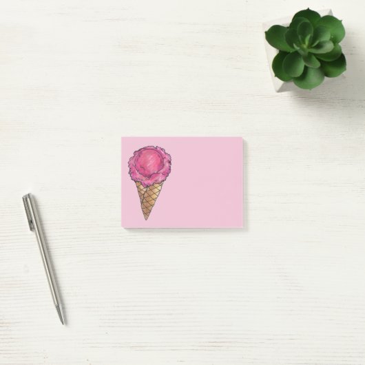 Roze aardbei Ice Cream Cone Post it Post-it® Notes (Kantoor)