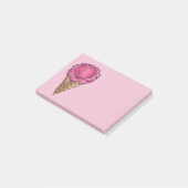 Roze aardbei Ice Cream Cone Post it Post-it® Notes (Schuin)