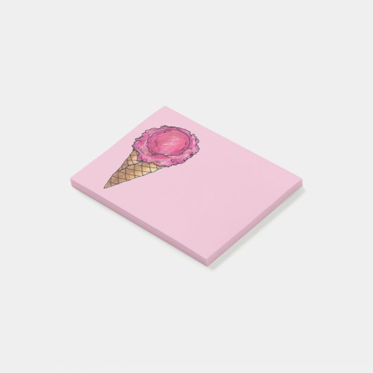 Roze aardbei Ice Cream Cone Post it Post-it® Notes (Schuin)