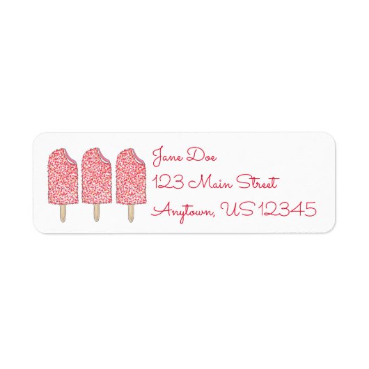 Roze aardbei Ice Cream Eclair Popsicles Etikels Etiket (Voorkant)