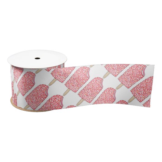 Roze aardbei Ice Cream Eclair Popsile Ribbon Satijnen Lint (Spoel)