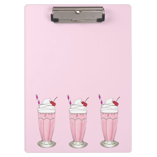 Roze aardbei Ice Cream Shake Milkshake Dessert Klembord (Voorkant)