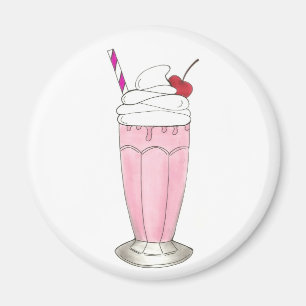 Roze aardbei Ice Cream Shake Milkshake Dessert Magneet