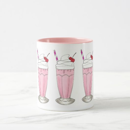 Roze aardbei Ice Cream Shake Milkshake Dessert Mok (Midden)