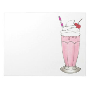 Roze aardbei Ice Cream Shake Milkshake Dessert Notitieblok