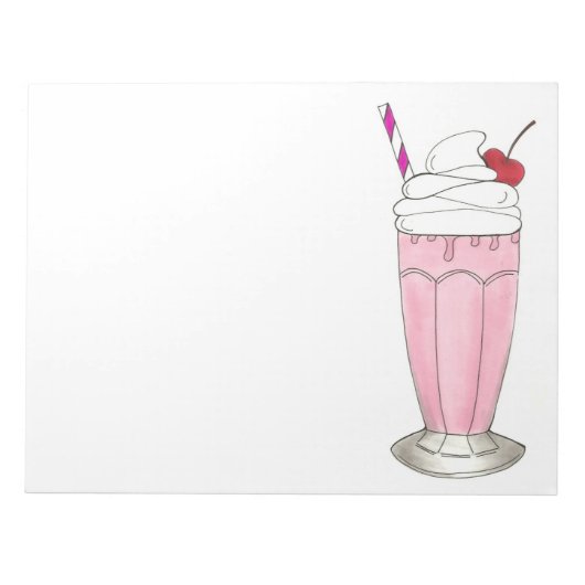 Roze aardbei Ice Cream Shake Milkshake Dessert Notitieblok (Voorkant)