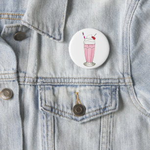 Roze aardbei Ice Cream Shake Milkshake Dessert Ronde Button 5,7 Cm