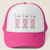 Roze aardbei Ice Cream Shake Milkshake Dessert Trucker Pet (Voorkant)