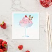 Roze aardbei Ice Cream Sundae Dessert Servet (Insitu)