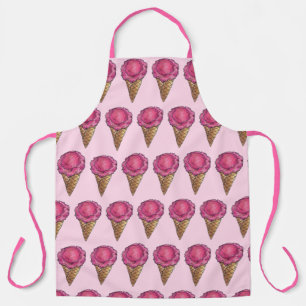 Roze aardbei Ice Cream Waffle Cone Scoop Foodie Schort