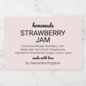 Roze Aardbei Jam Keuken Pantry Mason Jar Voedselcontainer Etiket (Enkel label)