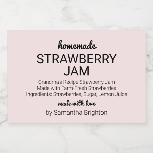 Roze Aardbei Jam Keuken Pantry Mason Jar Voedselcontainer Etiket (Enkel label)