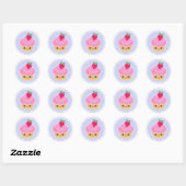 Roze Aardbei Kawaii Cupcake Stickers (Vel)