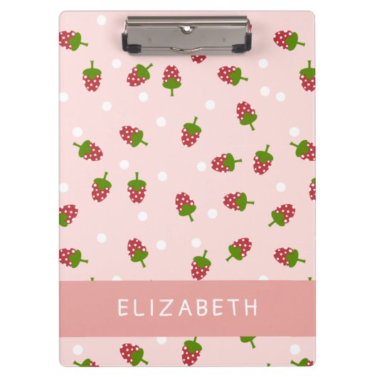 Roze aardbei Kawaii Girly Cute Aesthetic Pastel Klembord (Voorkant)