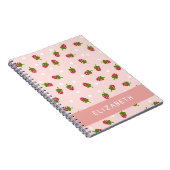Roze aardbei Kawaii Girly Cute Aesthetic Pastel Notitieboek (Rechterzijde)