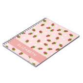 Roze aardbei Kawaii Girly Cute Aesthetic Pastel Notitieboek (Linkerzijde)